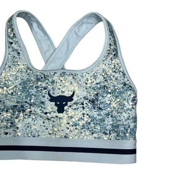 Under Armour Project Rock Sports Bra Womens Small Blue Athletic Running Gym Yoga - Picture 4 of 11